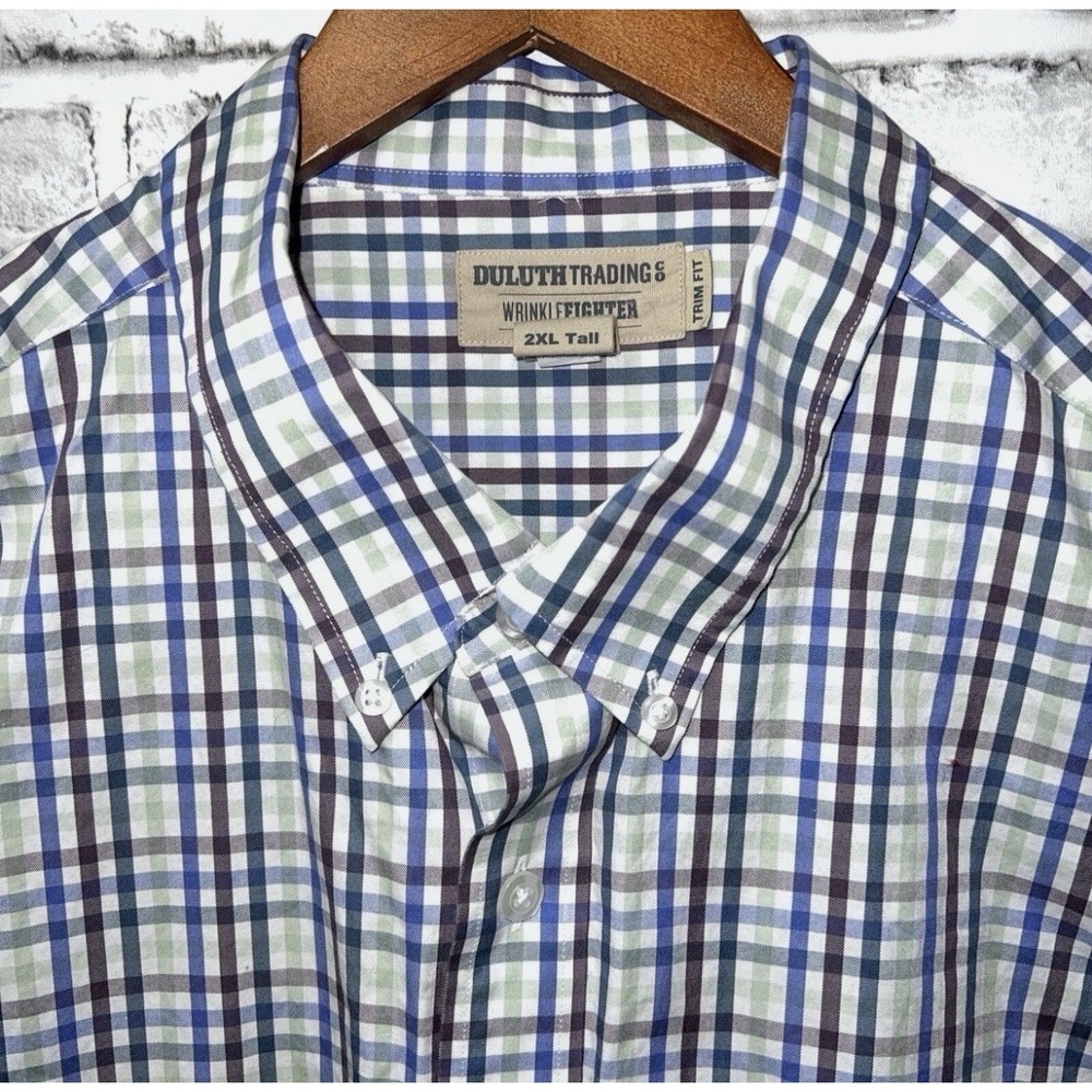 Duluth Trading Co Wrinkle Fighter Multicolor Plaid Button Up Shirt Mens SZ 2XLT - Picture 13 of 16